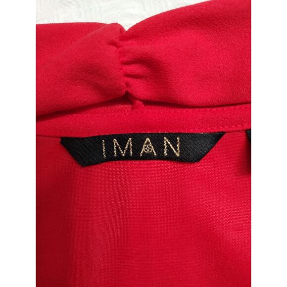 Iman Woman's City Chic Red Open front Jacket Crepe TIE Sleeves Size Medium - Picture 6 of 12